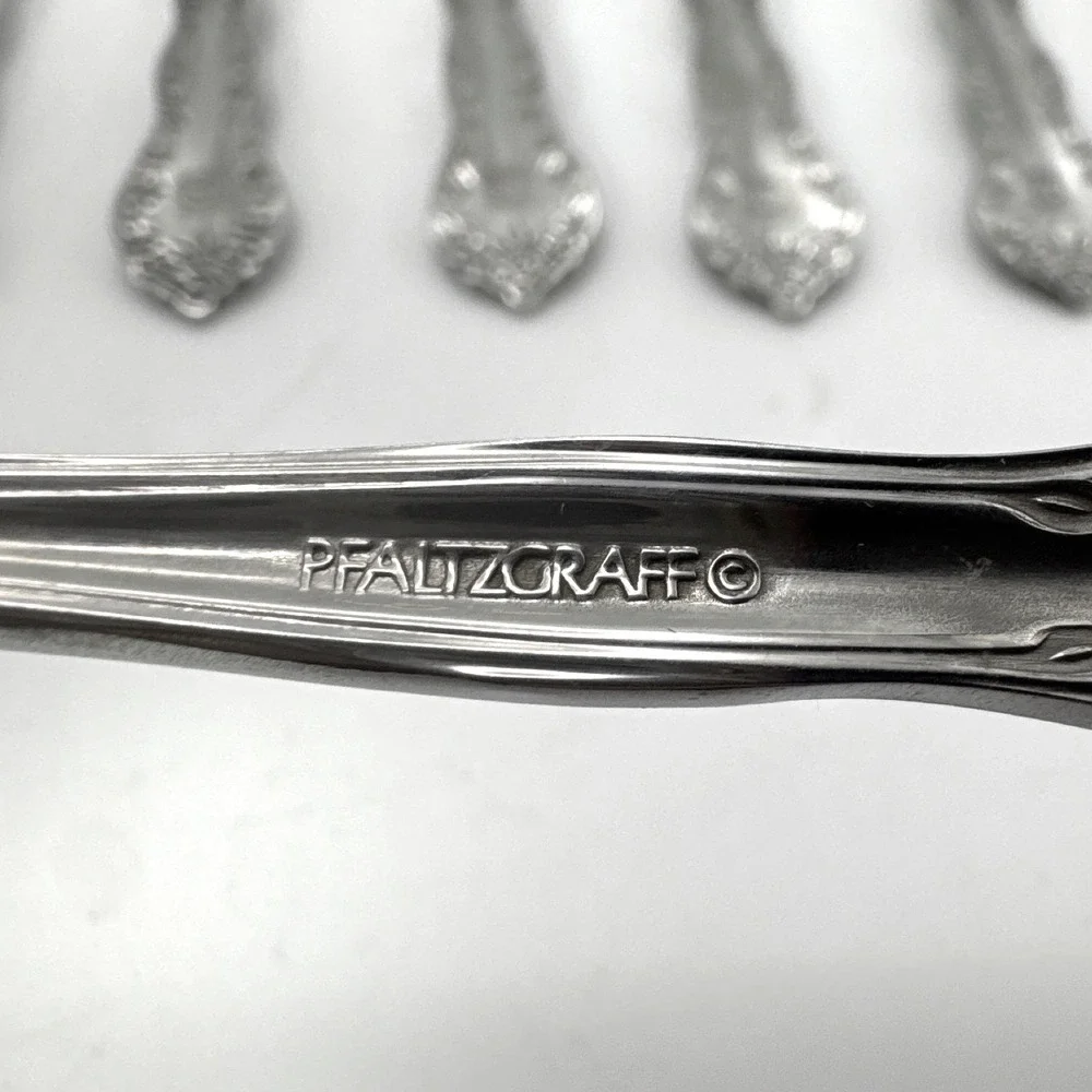 Pfaltzgraff Remembrance Stainless Steel Salad Forks Set of 8 Floral‎ Glossy 6.5